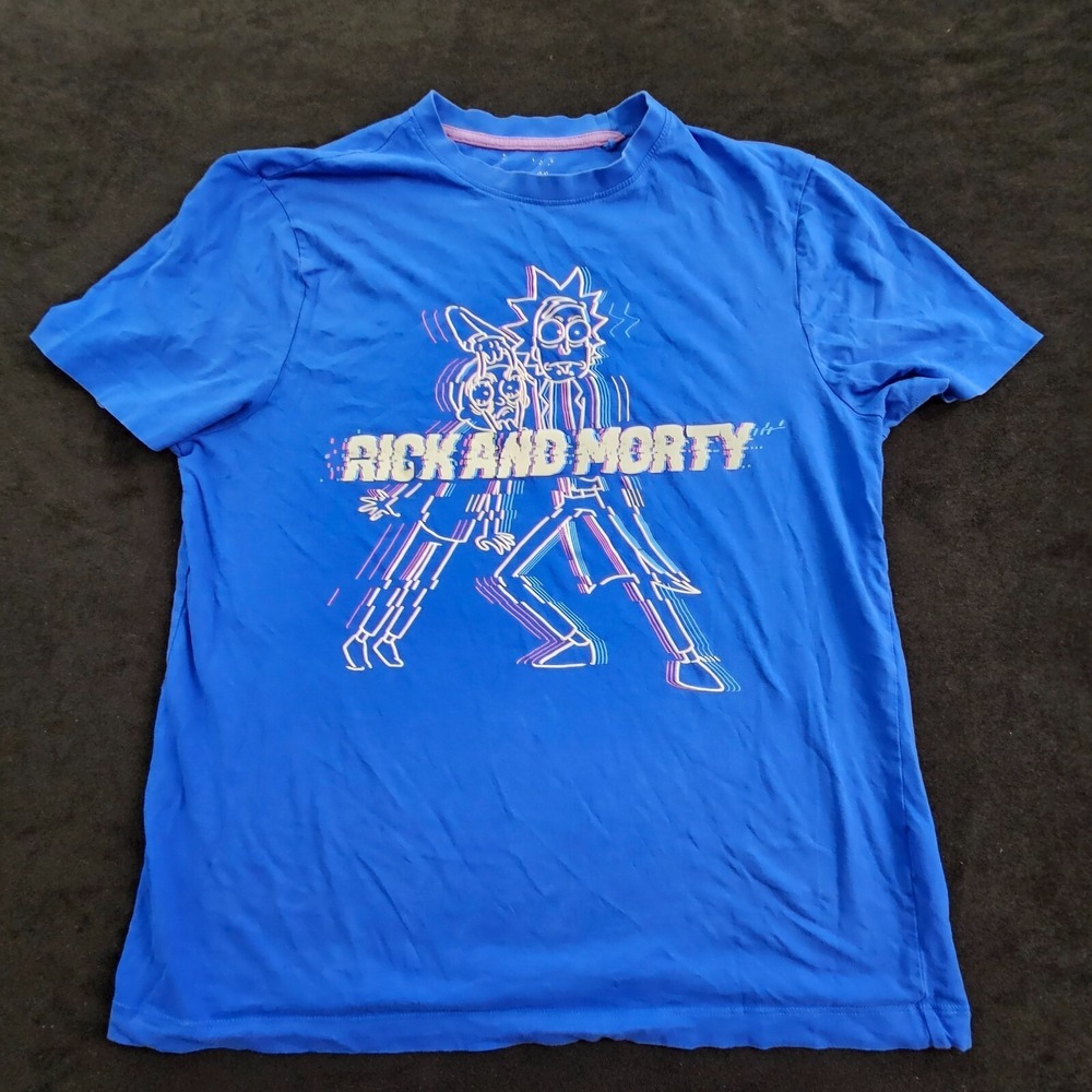 Rick‎ & Morty Blue Short Sleeve Cotton T-Shirt Women's XL